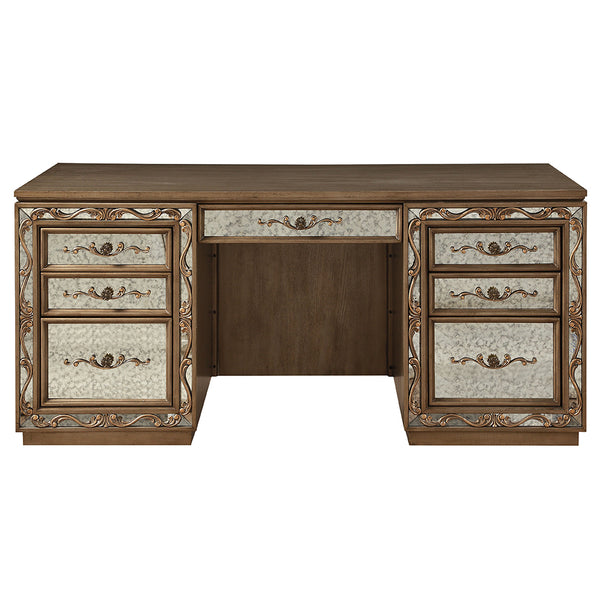 ACME Orianne Antique Gold Executive Computer Desk with Hutch Model 93790