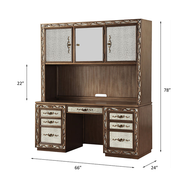 ACME Orianne Antique Gold Executive Computer Desk with Hutch Model 93790