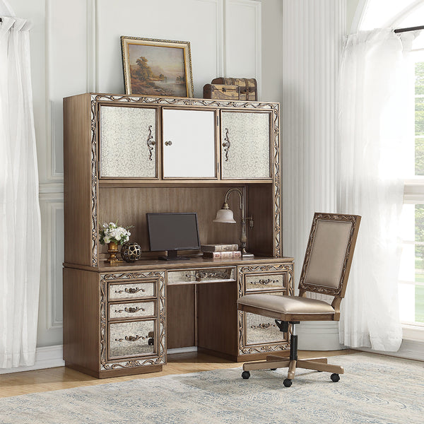ACME Orianne Antique Gold Executive Computer Desk with Hutch Model 93790