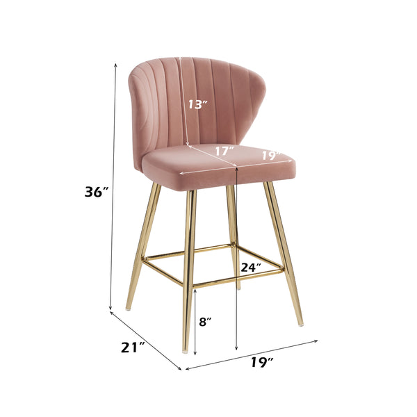 ACME Rizgek Pink Velvet & Gold Counter Height Chair Model 96090