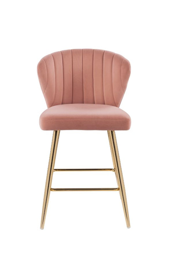 ACME Rizgek Pink Velvet & Gold Counter Height Chair Model 96090