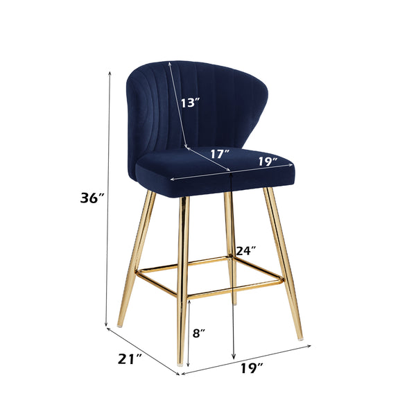 ACME Rizgek Blue Velvet & Gold Counter Height Chair Model 96092