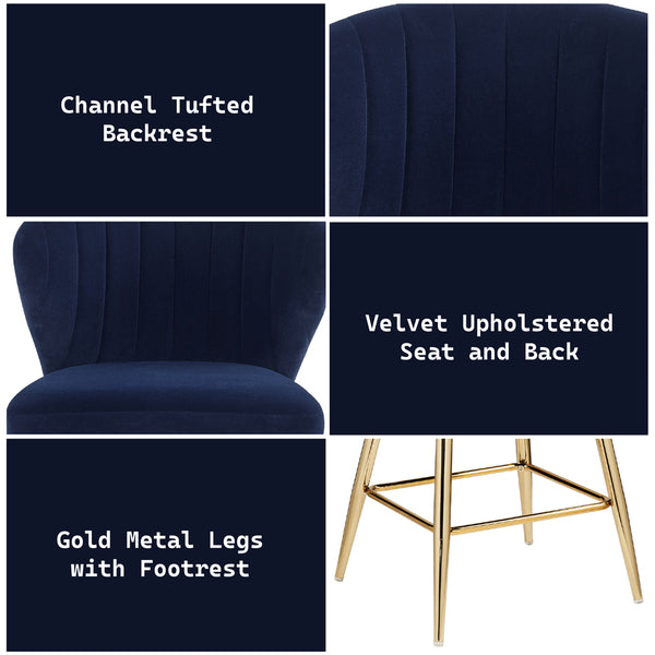 ACME Rizgek Blue Velvet & Gold Counter Height Chair Model 96092