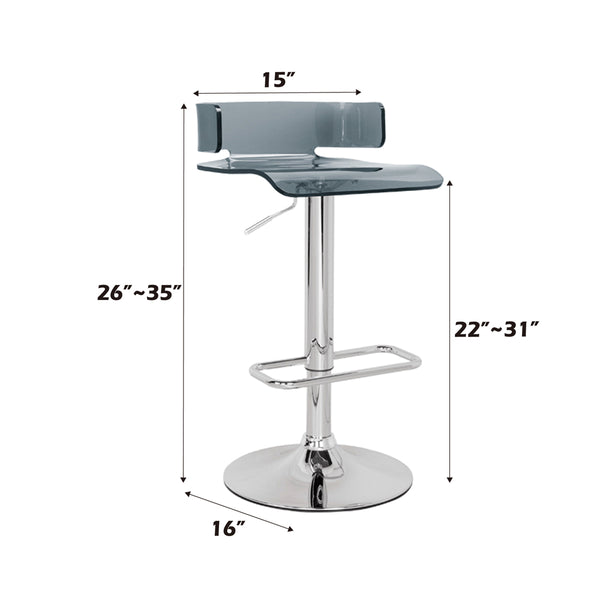 ACME Rania Gray & Chrome Adjustable Stool with Swivel Model 96261