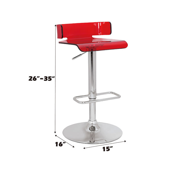ACME Rania Red & Chrome Adjustable Stool with Swivel Model 96262