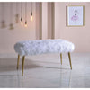 ACME Bagley II White Faux Fur & Gold Bench Model 96450