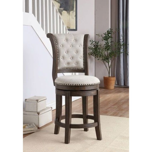 ACME Glison Beige Fabric & Walnut Counter Height Chair (Set-2) Model 96455