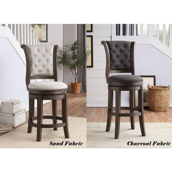 ACME Glison Beige Fabric & Walnut Counter Height Chair (Set-2) Model 96455