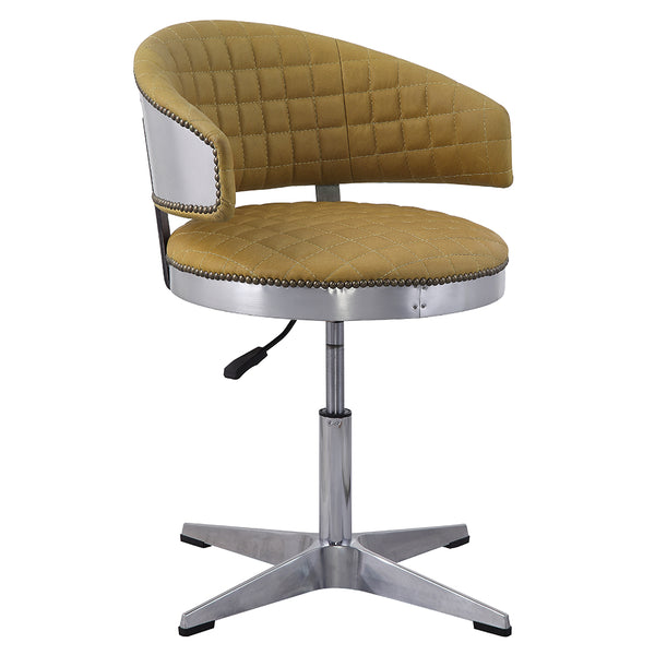 ACME Brancaster Turmeric Top Grain Leather & Chrome Adjustable Stool with Swivel Model 96470