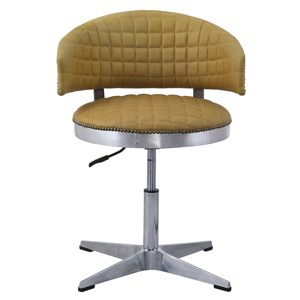 ACME Brancaster Turmeric Top Grain Leather & Chrome Adjustable Stool with Swivel Model 96470
