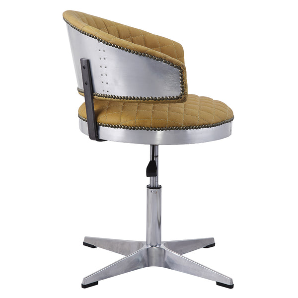 ACME Brancaster Turmeric Top Grain Leather & Chrome Adjustable Stool with Swivel Model 96470