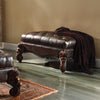 ACME Versailles Two Tone Dark Brown Synthetic Leather & Cherry Oak Ottoman Model 96538