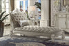 ACME Versailles Vintage Gray Synthetic Leather & Bone White Chaise with Pillow Model 96542