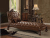 ACME Versailles Two Tone Light Brown Synthetic Leather & Cherry Oak Chaise with Pillow Model 96544