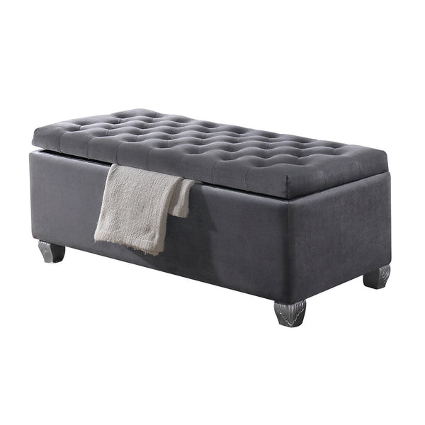 ACME Rebekah Gray Fabric Bench with Storage Model 96546