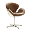 ACME Brancaster Retro Brown Top Grain Leather & Aluminum Accent Chair with Swivel Model 96553