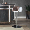 ACME Brancaster Vintage Brown Top Grain Leather & Aluminum Adjustable Stool with Swivel Model 96555