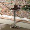 ACME Brancaster Vintage Brown Top Grain Leather & Aluminum Adjustable Stool with Swivel Model 96556