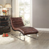 ACME Qortini Vintage Dark Brown Top Grain Leather & Stainless Steel Chaise Model 96670