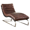 ACME Qortini Vintage Dark Brown Top Grain Leather & Stainless Steel Chaise Model 96670