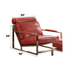 ACME Quinto Antique Red Top Grain Leather & Stainless Steel Accent Chair Model 96672
