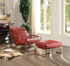 ACME Quinto Antique Red Top Grain Leather & Stainless Steel Accent Chair Model 96672