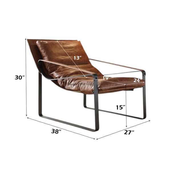 ACME Quoba Cocoa Top Grain Leather Accent Chair Model 96674