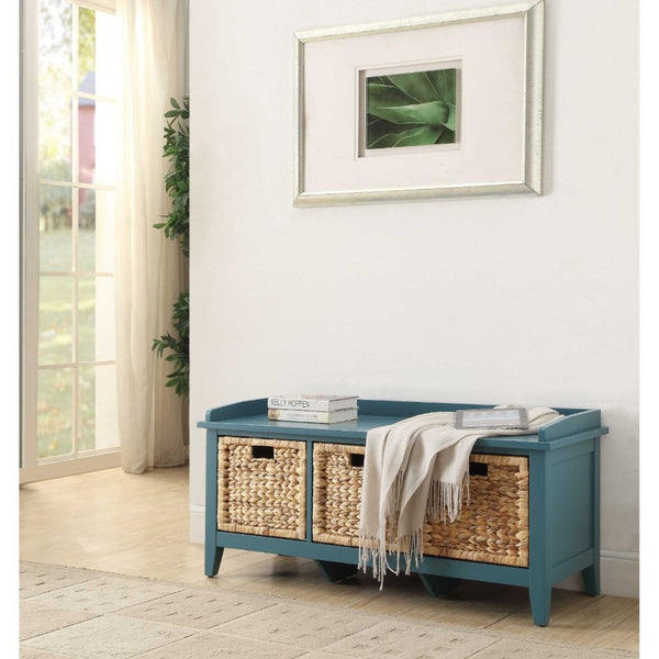 ACME Flavius Teal Bench with Storage Model 96761