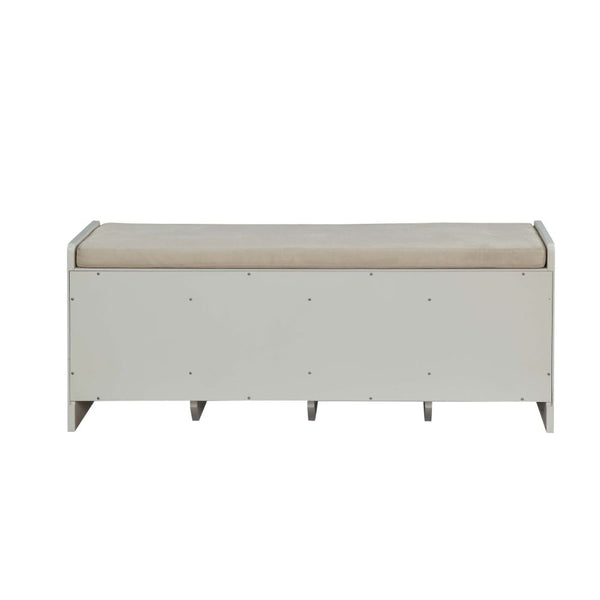 ACME Berci Beige Fabric & White Bench with Storage Model 96775