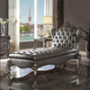 ACME Versailles Silver Synthetic Leather & Antique Platinum Chaise Lounge Model 96825
