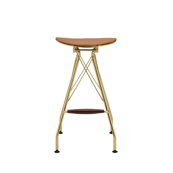 ACME Dragea Whiskey Synthetic Leather & Gold Bar Stool (Set-2) Model 96850