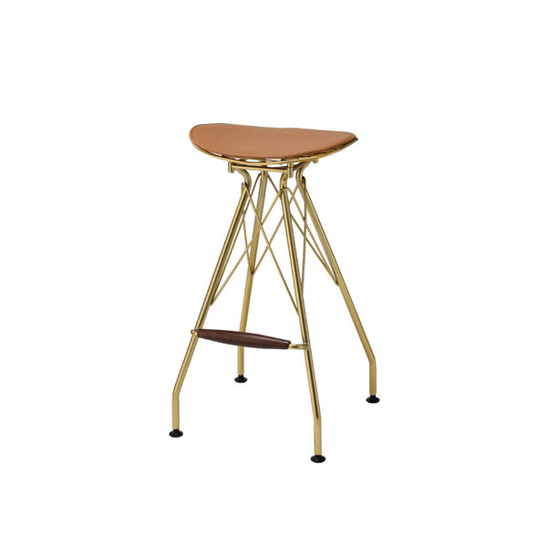 ACME Dragea Whiskey Synthetic Leather & Gold Bar Stool (Set-2) Model 96850