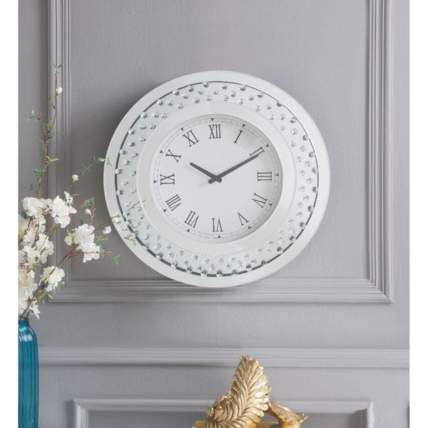 ACME Nysa Mirrored & Faux Crystals Wall Clock Model 97045