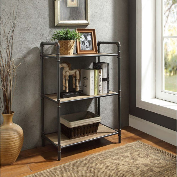 ACME Itzel Antique Oak & Sandy Gray Bookshelf Model 97162
