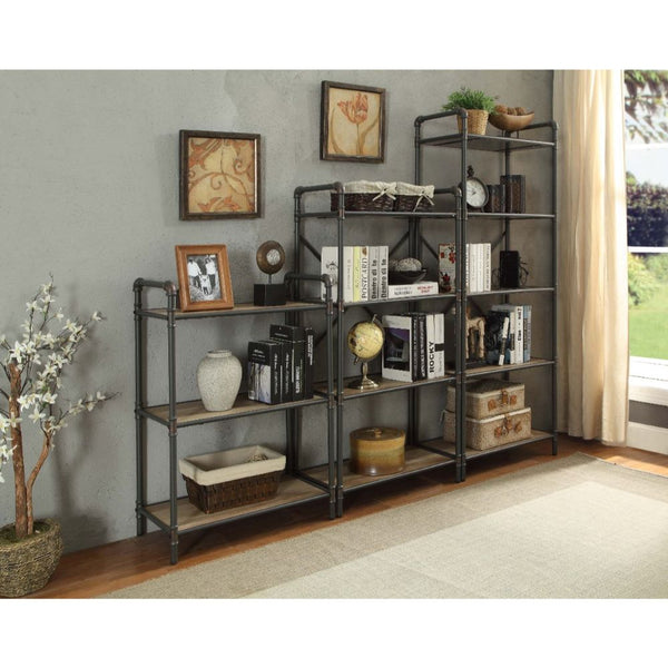 ACME Itzel Antique Oak & Sandy Gray Bookshelf Model 97162