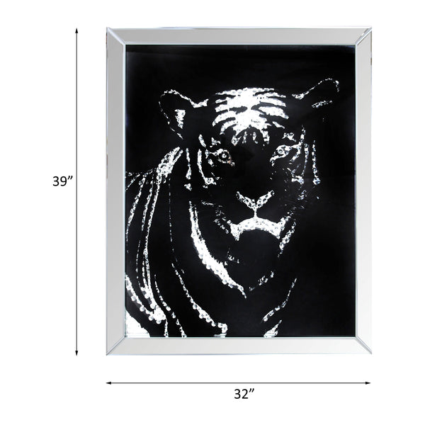 ACME Talisha Mirrored & Faux Crystal Tiger Wall Art Model 97319