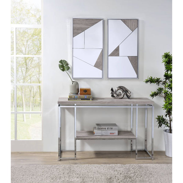 ACME Chafik Mirrored Natural Oak & Chrome Accent Mirror (Set-2) Model 97455