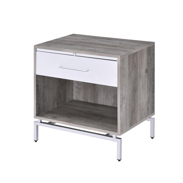 ACME Cistus Weathered Gray Oak & White Accent Table Model 97555