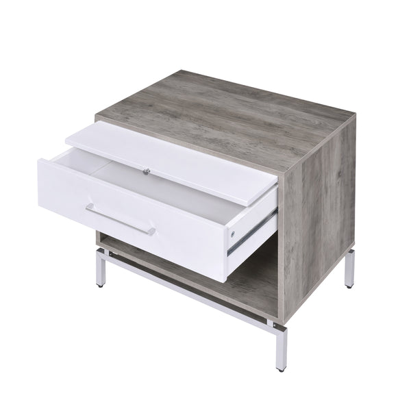 ACME Cistus Weathered Gray Oak & White Accent Table Model 97555