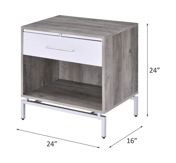 ACME Cistus Weathered Gray Oak & White Accent Table Model 97555