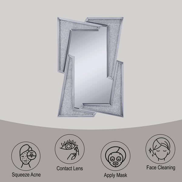 ACME Noralie Mirrored & Faux Diamonds Accent Mirror Model 97571