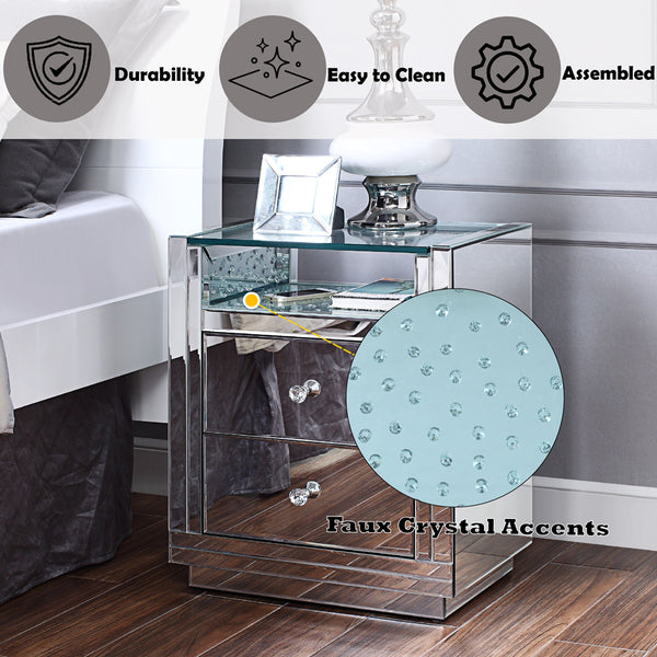 ACME Nysa Mirrored & Faux Crystals Accent Table Model 97575