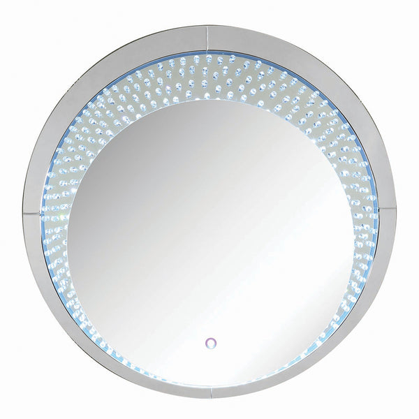 ACME Nysa Mirrored & Faux Crystals Accent Mirror with LED Model 97590
