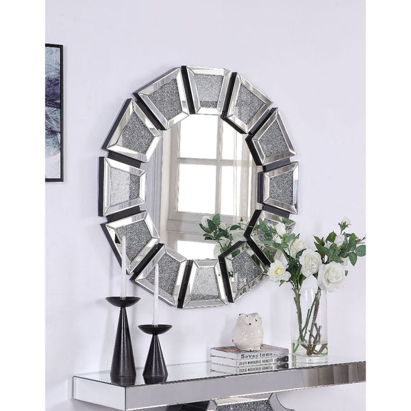 ACME Noralie Mirrored & Faux Diamonds Accent Mirror Model 97610