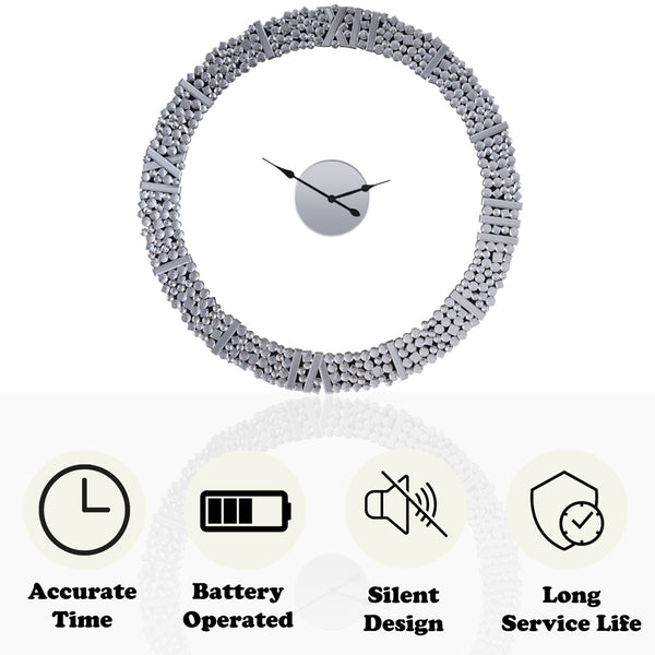 ACME Kachina Mirrored & Faux Gems Wall Clock Model 97611