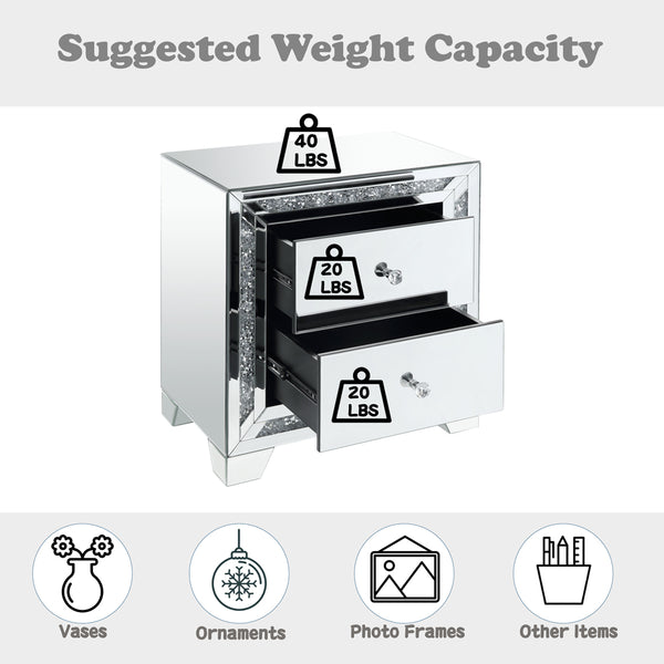 ACME Noralie Mirrored & Faux Diamonds Accent Table Model 97647