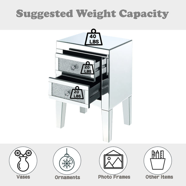 ACME Noralie Mirrored & Faux Diamonds Accent Table Model 97651