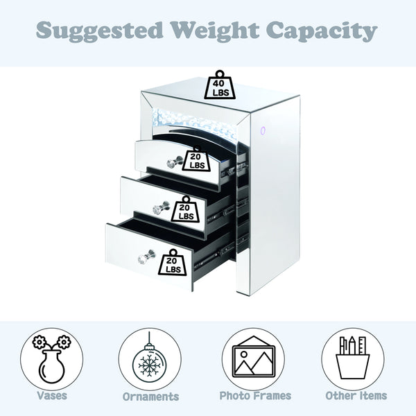 ACME Nysa Mirrored & Faux Crystals Accent Table with LED Model 97655