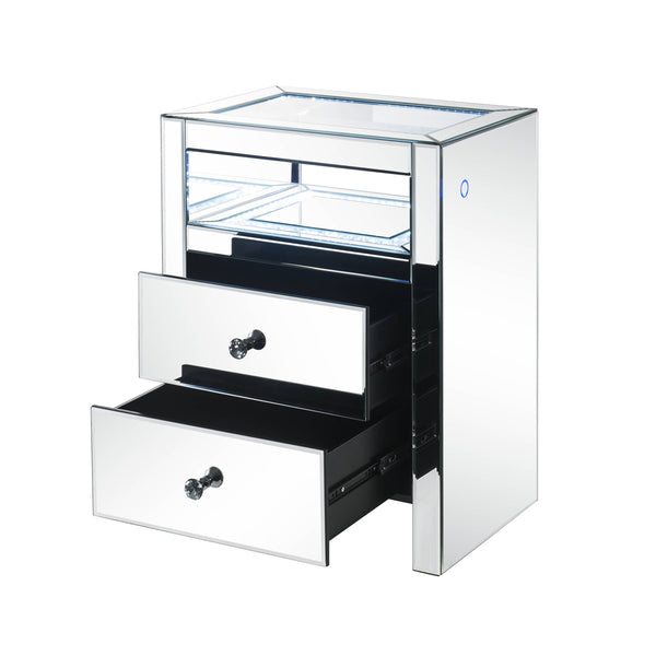 ACME Dominic Mirrored Accent Table with LED Model 97685