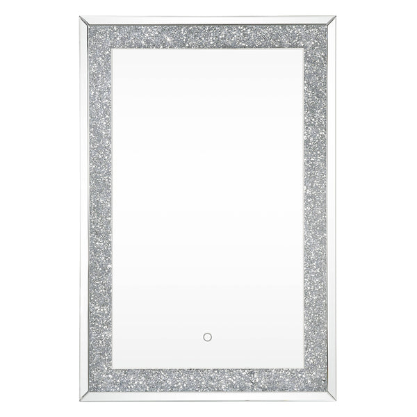 ACME Noralie Mirrored & Faux Diamonds Accent Mirror with LED Model 97706